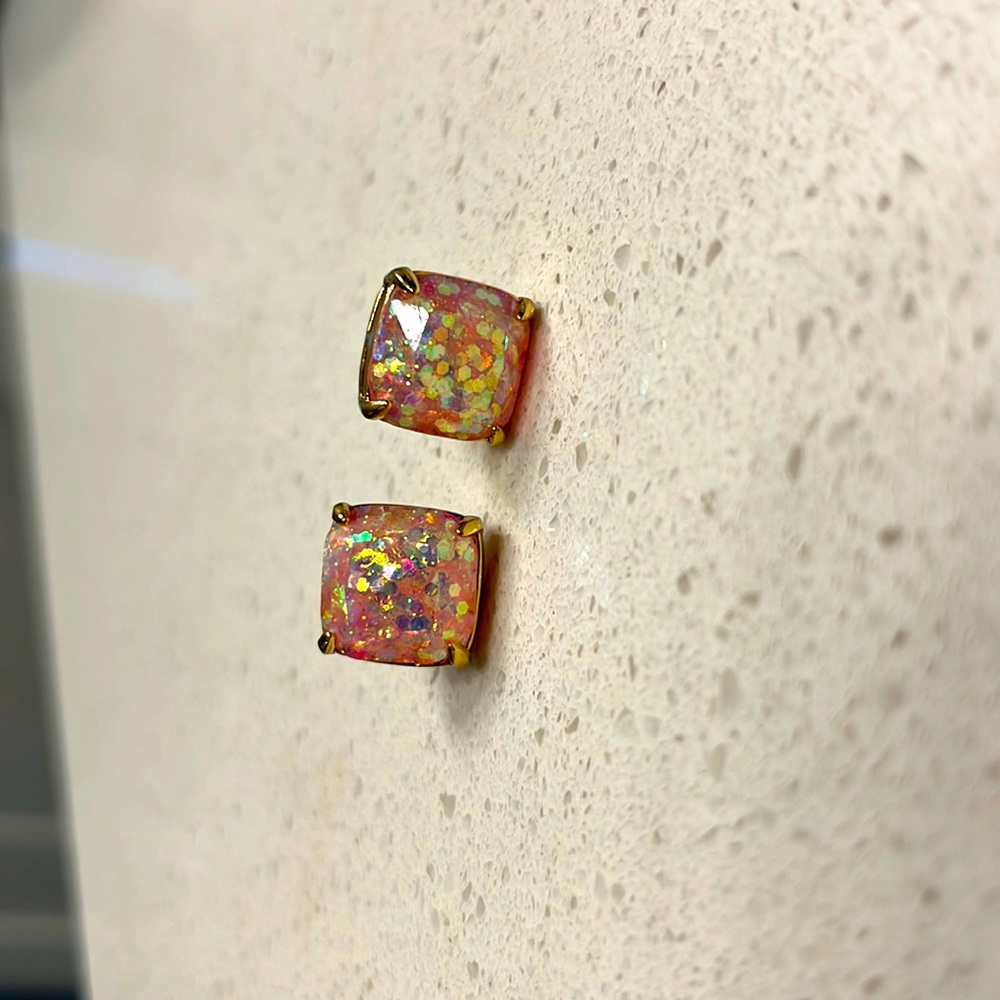 Kate Spade pink glitter studs